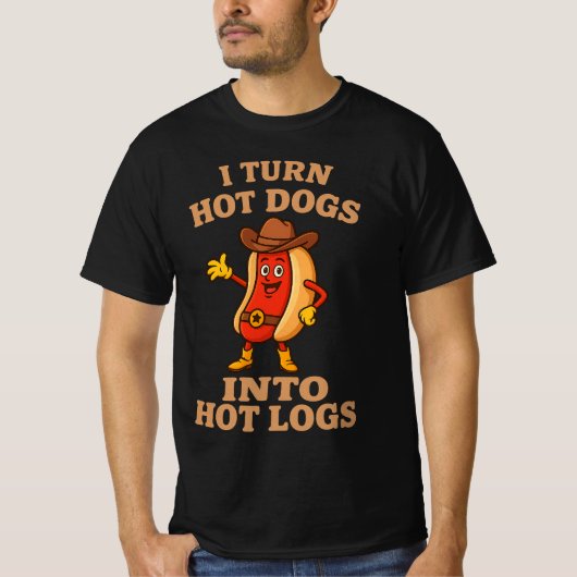 Ik verander hotdogs in hot logs grappige grap badk t-shirt (Voorkant)