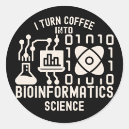 Ik verander koffie in bio-informatica wetenschap ronde sticker