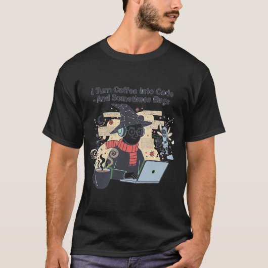 Ik verander koffie in code en soms t-shirt (Voorkant)