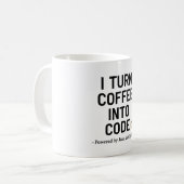 Ik verander koffie in code - grappig programmeur c koffiemok (Voorkant links)