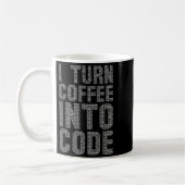 Ik verander koffie in code Grappige citaat program Koffiemok (Links)