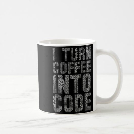 Ik verander koffie in code Grappige citaat program Koffiemok (Rechts)