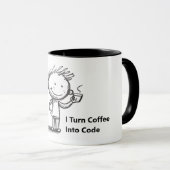Ik verander koffie in code. Grappige mok voor het  (Voorkant rechts)