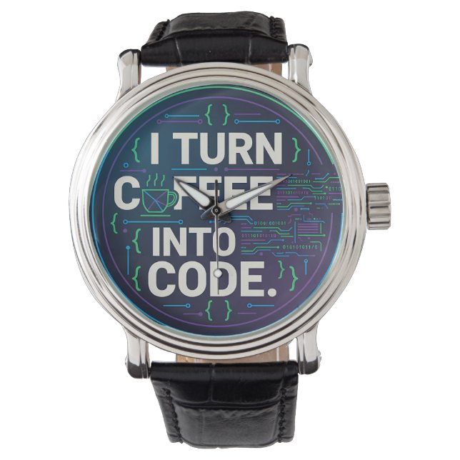 Ik verander koffie in code – Grappige Progra Horloge (Voorkant)