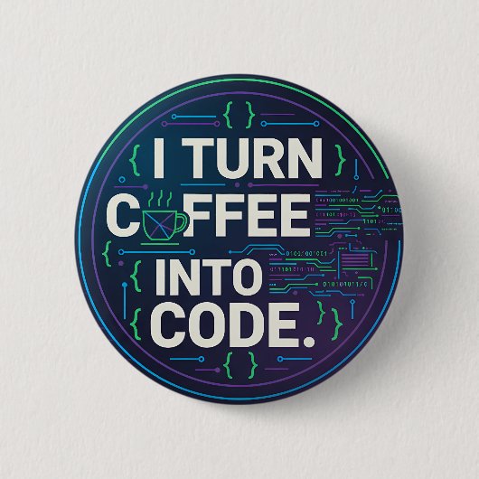 Ik verander koffie in code – Grappige Progra Ronde Button 5,7 Cm (Voorkant)