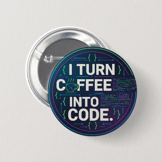 Ik verander koffie in code – Grappige Progra Ronde Button 5,7 Cm (Voorkant /achterkant)