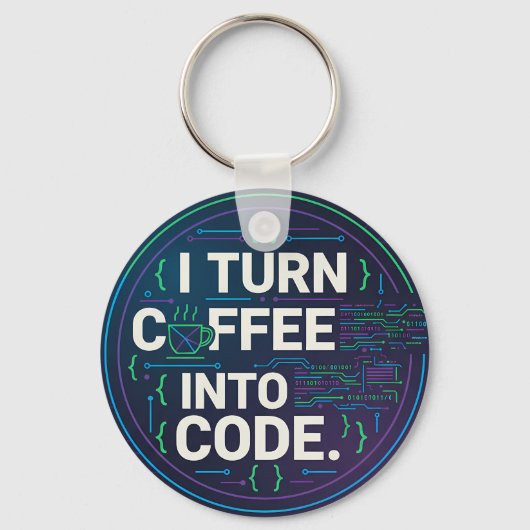 Ik verander koffie in code – Grappige Progra Sleutelhanger (Voorkant)