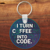 Ik verander koffie in code – Grappige Progra Sleutelhanger (Achterkant)