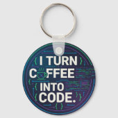 Ik verander koffie in code – Grappige Progra Sleutelhanger (Achterkant)