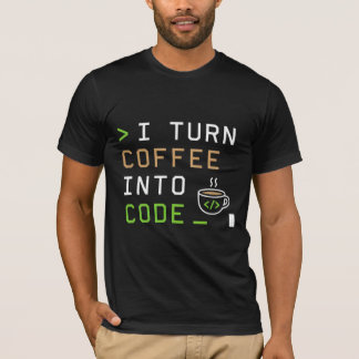 Ik verander koffie in code, grappige programmeur o t-shirt