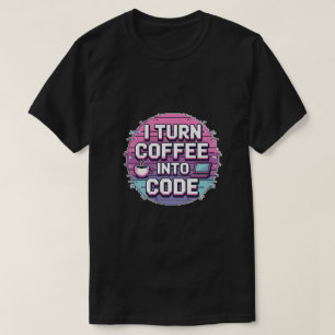Ik verander koffie in code - Retro Pixel Art Progr T-shirt