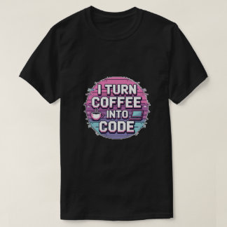 Ik verander koffie in code - Retro Pixel Art Progr T-shirt