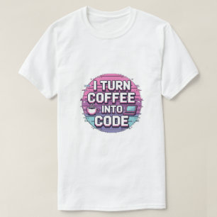 Ik verander koffie in code - Retro Pixel Art Progr T-shirt