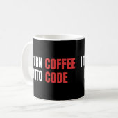 Ik verander koffie in code, Vrouw coder, programme Koffiemok (Voorkant links)