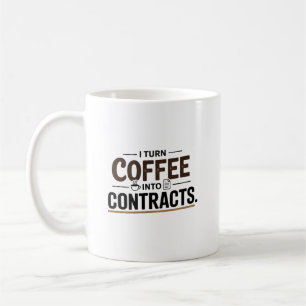 Ik verander koffie in contracten voor makelaars koffiemok