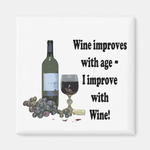 Ik verbeter met wijn, humoristische Wine Magnet