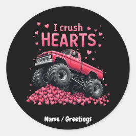 Ik verbrijzel harten Funny Monster Truck Valentijn Ronde Sticker