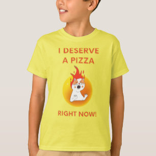 Ik verdien een pizza met een boze kat. t-shirt