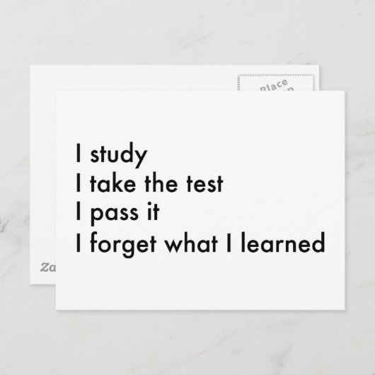 Ik vergeet wat ik geleerd heb briefkaart (Voorkant / Achterkant)