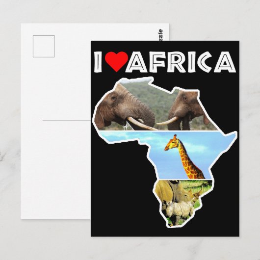 Ik verhit Afrika Briefkaart van wilde dieren (Voorkant / Achterkant)