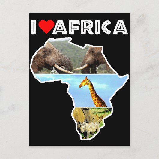 Ik verhit Afrika Briefkaart van wilde dieren (Voorkant)