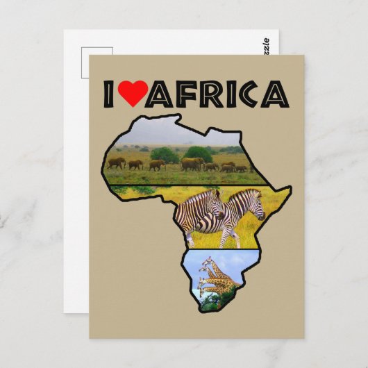 Ik verhit Afrika Briefkaart van wilde dieren (Voorkant / Achterkant)
