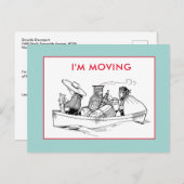 Ik verhuis  Boat Travellers Mint Blue Aankondigingskaart (Voorkant / Achterkant)