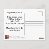 Ik verhuisde Schattige Tuxedo Cat Talking Photo Br Briefkaart (Achterkant)