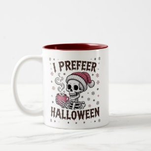 Ik verkies Halloween Griezelig Kerstmis Skelet Got Tweekleurige Koffiemok