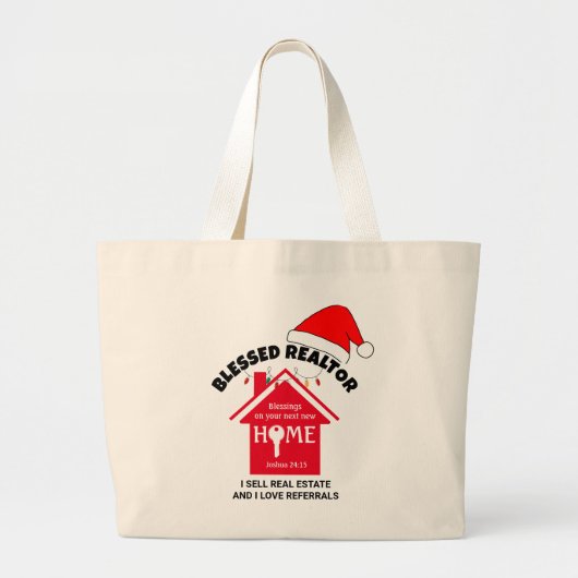 IK VERKOOP ONROEREND GOED Christelijke makelaar ke Grote Tote Bag (Voorkant)