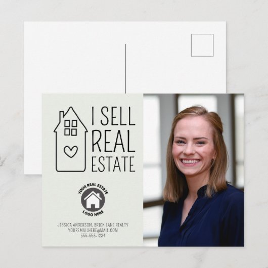 Ik verkoop onroerend goed Contactgegevens Foto Rea Briefkaart (Voorkant / Achterkant)