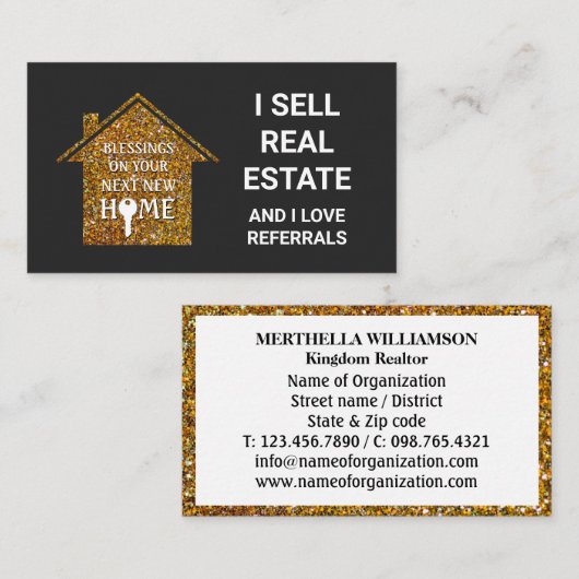 Ik verkoop onroerend goed liefde verwijzingen glit visitekaartje (Voorkant / Achterkant)