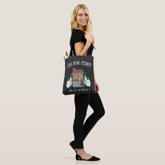 Ik verkoop onroerend goed tote bag (Op model)