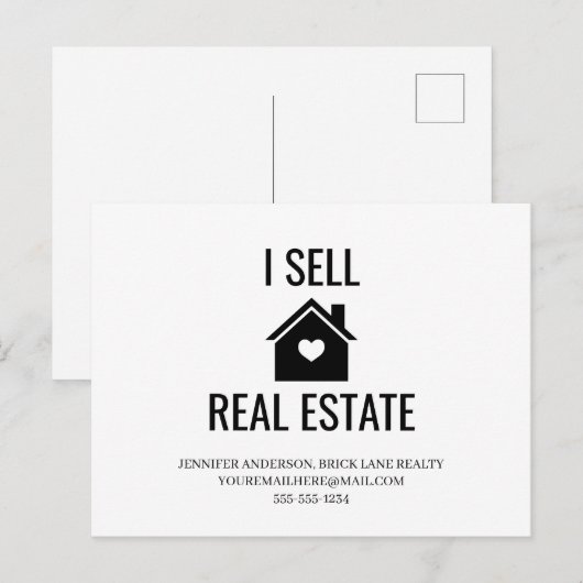 Ik verkoop real Estate House Heart Marketing Realt Briefkaart (Voorkant / Achterkant)