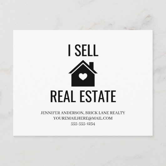 Ik verkoop real Estate House Heart Marketing Realt Briefkaart (Voorkant)