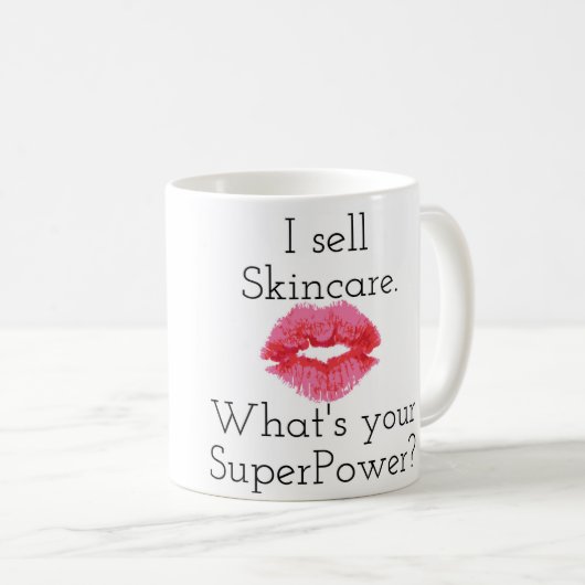 Ik verkoop Skincare. Wat is jouw Superpower? Mok.. Koffiemok (Voorkant rechts)