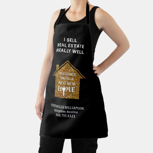 IK VERKOPEN EEN ECHTE, stijlvolle Glitter Realtor Schort (Insitu)