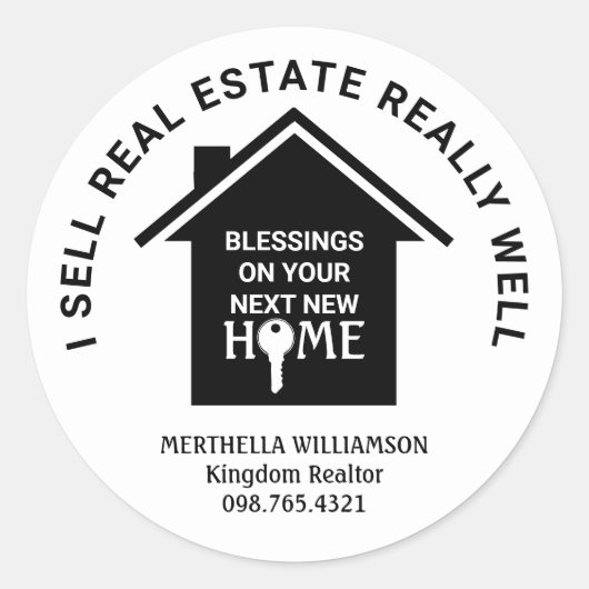 IK VERKOPER DE REAL ESTATE Agent Realtor Ronde Sticker (Voorkant)