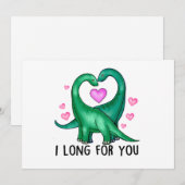 Ik verlang naar jou Grappige Dinosaurus Valentijns Feestdagenkaart (Voorkant / Achterkant)