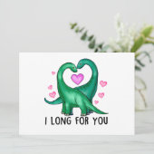 Ik verlang naar jou Grappige Dinosaurus Valentijns Feestdagenkaart (Staand voorkant)