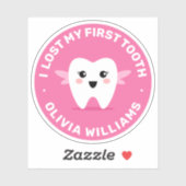 Ik verloor mijn eerste tand fee roze sticker (Vel)