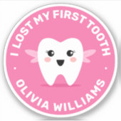 Ik verloor mijn eerste tand fee roze sticker (Voorkant)