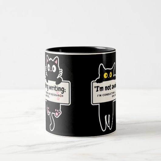 Ik vermijd niet te schrijven: Writer's Comic Strip Tweekleurige Koffiemok (Center)