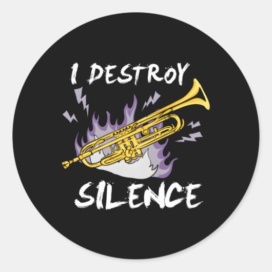 Ik vernietig de Silence Trumpet Player Ronde Sticker (Voorkant)