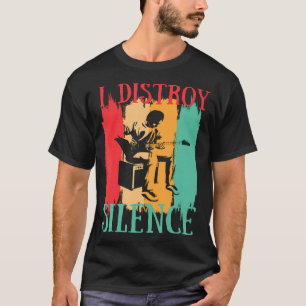 Ik vernietig grappige retro muziekgitaar stilte t-shirt