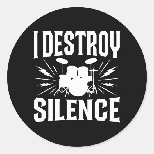 Ik vernietig Silence Marching Band Drumline Member Ronde Sticker (Voorkant)
