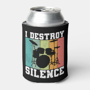 Ik vernietig stilte Bedrukte Vintage Drummer Retro Blikjeskoeler
