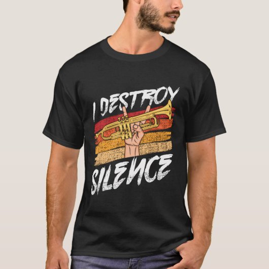 Ik vernietig stilte Funny Trombone Player Marching T-shirt (Voorkant)