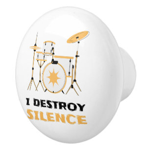 Ik vernietig stilte Grappige drummer Keramische Knop