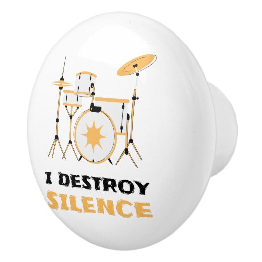 Ik vernietig stilte Grappige drummer Keramische Knop (Rechts)